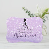 Elegante glinsterende bokeh, silhouet bruidsmeisje kaart (Staand voorkant)