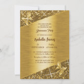 Elegante glinsterende folie glans chic gouden vlin kaart (Achterkant)