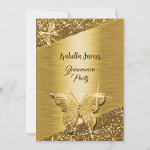 Elegante glinsterende folie glans chic gouden vlin kaart
