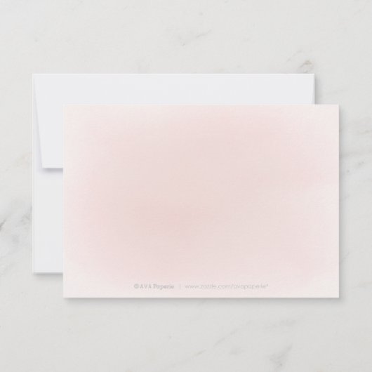 Elegante glinsterende gouden blush jurk quinceañer RSVP kaartje (Achterkant)