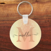Elegante Glinsterende Gouden Ombre Glitter Regen M Sleutelhanger (Voorkant)