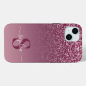 Elegante glinsterende monogram naam Case-Mate iPhone case (Achterkant (horizontaal))