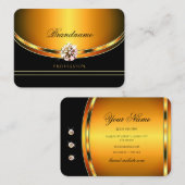 Elegante glinsterende Oranje zwarte sprankelende j Visitekaartje (Voorkant / Achterkant)