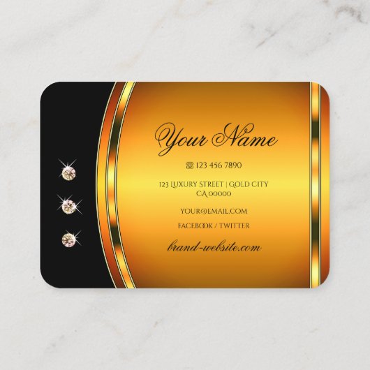 Elegante glinsterende Oranje zwarte sprankelende j Visitekaartje (Achterkant)