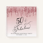Elegante Glitter 50e Verjaardagsfeestje Gastenboek Notitieboek (Voorkant)