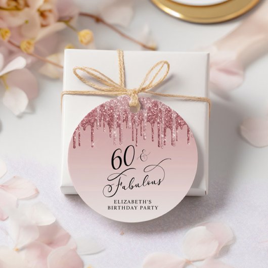 Elegante Glitter 60ste Verjaardagsfeestje Dank je Bedankjes Labels