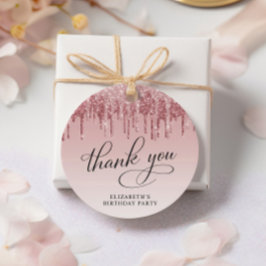 Elegante Glitter 60ste Verjaardagsfeestje Dank je Bedankjes Labels