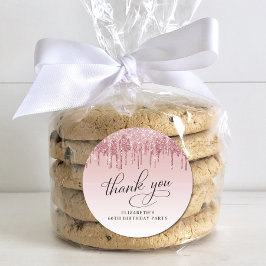 Elegante Glitter 60ste Verjaardagsfeestje Dank je Ronde Sticker