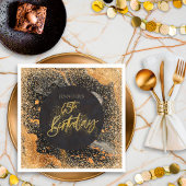 Elegante Glitter 65e Black & Gold Verjaardag Servet