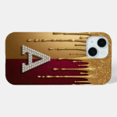 💎 Elegante Glitter A Monogram Druppelende Vloeist Case-Mate iPhone Case (Achterkant (horizontaal))