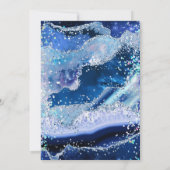 Elegante Glitter Agate Blauwe & Zilveren Trouwring Kaart (Achterkant)