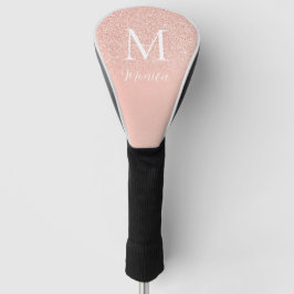 Elegante Glitter Baby Roze Monogram Naam Minimaal Golfheadcover