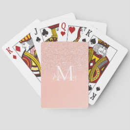 Elegante Glitter Baby Roze Monogram Naam Minimaal Pokerkaarten