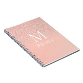 Elegante Glitter Baby Roze Monogram Naam Minimalis Notitieboek (Rechterzijde)
