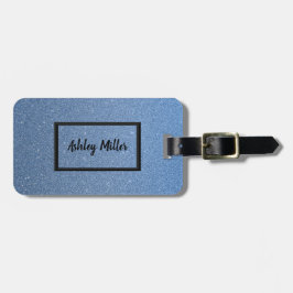 Elegante glitter blauwe lucht bagagelabel