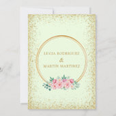 Elegante glitter Bloemen Goud Groen Nuestra Boda Kaart (Achterkant)