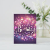 Elegante glitter bloemen verjaardagsansichtkaart - briefkaart (Staand voorkant)