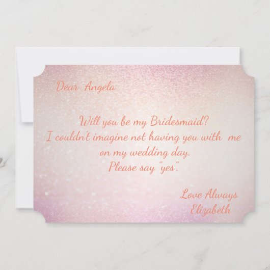 Elegante Glitter Bokeh, Bruidsjurk Bruidsmeisje Ka Kaart (Achterkant)