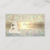 Elegante glitter bokeh, gouden streep yoga silhoue visitekaartje (Voorkant)