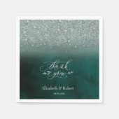 Elegante Glitter Bokeh Green bedankpas Servet (Voorkant)