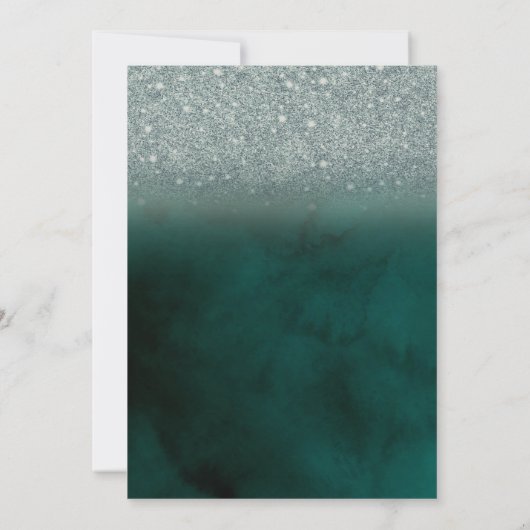 Elegante Glitter Bokeh Green Bewaar de datum Save The Date (Achterkant)