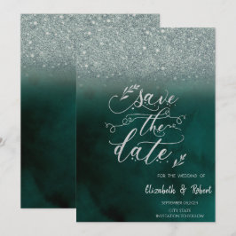 Elegante Glitter Bokeh Green Bewaar de datum Save The Date