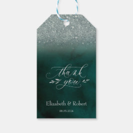Elegante Glitter Bokeh Groen Bedankkaart Cadeaulabel