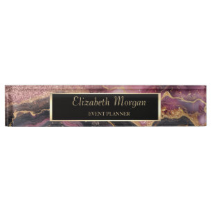 Elegante Glitter Bokeh Ombre, Burgundy Marmer Naambordje