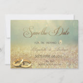 Elegante Glitter Bokeh, Ringen Huwelijk Opslaan da Save The Date (Voorkant)