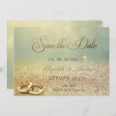 Elegante Glitter Bokeh, Ringen Huwelijk Opslaan da Save The Date (Voorkant / Achterkant)