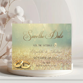 Elegante Glitter Bokeh, Ringen Huwelijk Opslaan da Save The Date