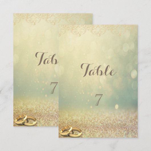 Elegante glitter, bokeh, ringen tafelkaart kaart (Voorkant / Achterkant)