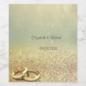 Elegante Glitter Bokeh, Ringen Wijn Etiket (Enkel label)