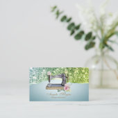 Elegante Glitter Border Bloemen Naaimachine Visitekaartje (Staand voorkant)