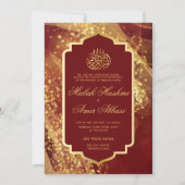 Elegante Glitter Bourgondische Islamitische Moslim Kaart (Voorkant)