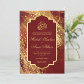 Elegante Glitter Bourgondische Islamitische Moslim Kaart (Staand voorkant)