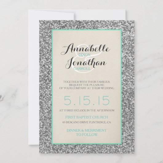 Elegante Glitter bruiloft aankondiging uitnodiging (Voorkant)