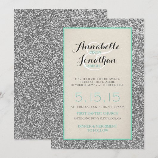 Elegante Glitter bruiloft aankondiging uitnodiging (Voorkant / Achterkant)