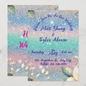 Elegante Glitter Bruiloftsinvito Feestdagenkaart (Voorkant / Achterkant)