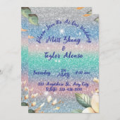 Elegante Glitter Bruiloftsuitnodiging Feestdagenkaart (Voorkant / Achterkant)