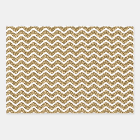 Elegante Glitter Chevron Stripes Inpakpapier Vel (Voorkant)