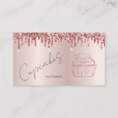 Elegante Glitter Cupcake Roos Gold Drips Visitekaartje (Voorkant)
