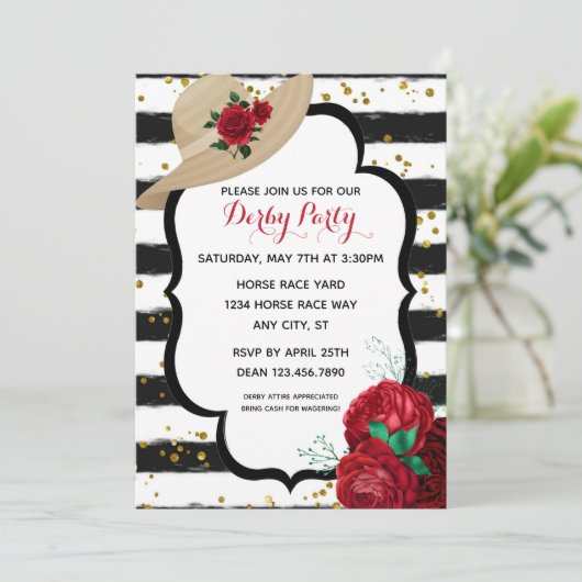 Elegante Glitter Derby Pet Racing Party Kaart (Staand voorkant)