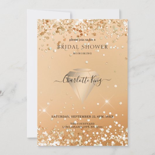 Elegante Glitter Diamond Einladung Kaart (Voorkant)