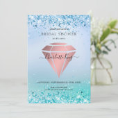 Elegante Glitter Diamond Einladung Kaart (Staand voorkant)