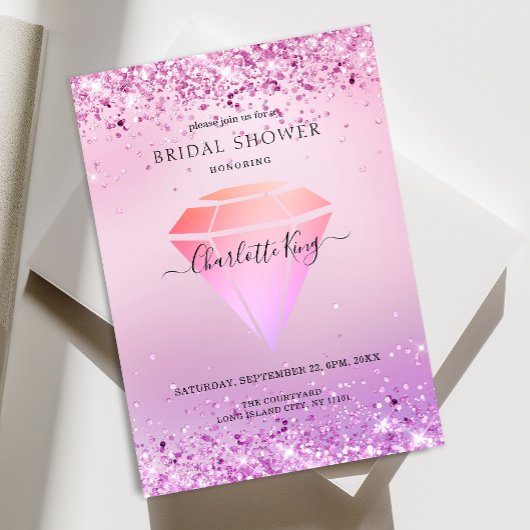 Elegante Glitter Diamond Einladung Kaart