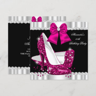Elegante Glitter Dieproze Glamour Hakken Kaart