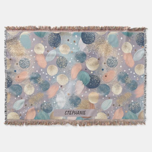 Elegante Glitter Dot & Brushstroke Abstract Deken (Voorkant)