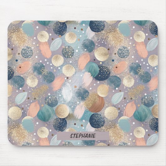 Elegante Glitter Dot & Brushstroke Abstract Muismat (Voorkant)