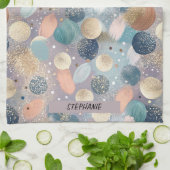 Elegante Glitter Dot & Brushstroke Abstract Theedoek (Gevouwen)